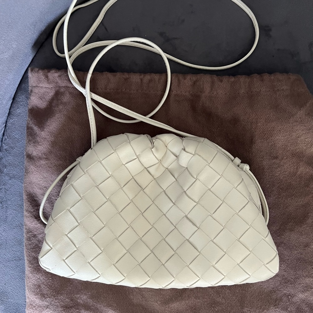 Bottega Veneta chalk white mini woven pouch crossbody
